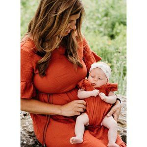 Rust Colored Midi High Low Mommy & Me Dresses-Matching Dresses-Family Photoshoot